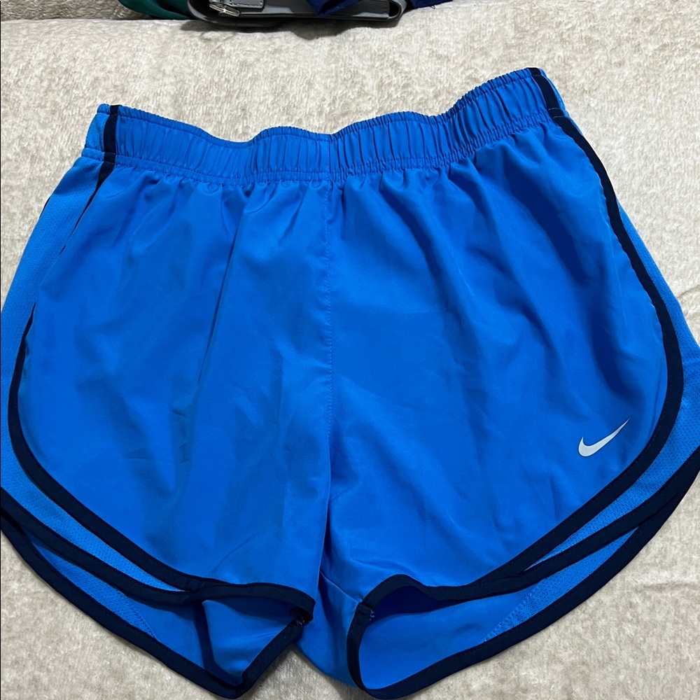 Nike Bright Blue Athletic Tempo Dri Fit Running Shorts with Navy Trim size M